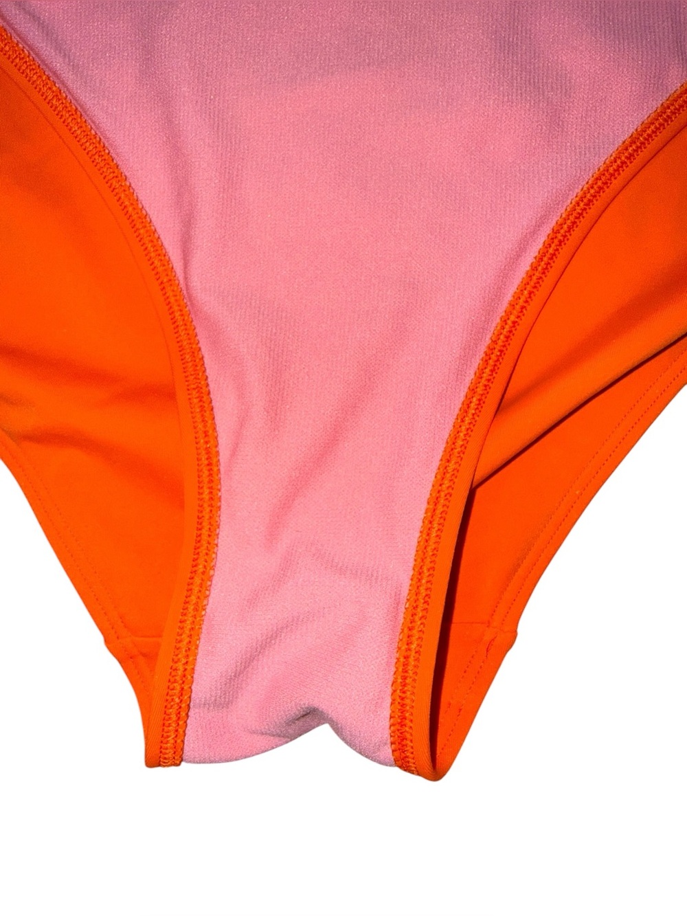 Boden One Shoulder Cut Out Swimsuit Hot Pink Bright Orange Colorblock Sz 12 - Picture 7 of 11